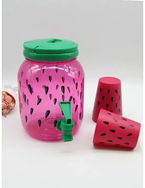  ديسبنسر للعصير + 4 اكواب للعصير ديزاين Watermelon 2.5 Liter
